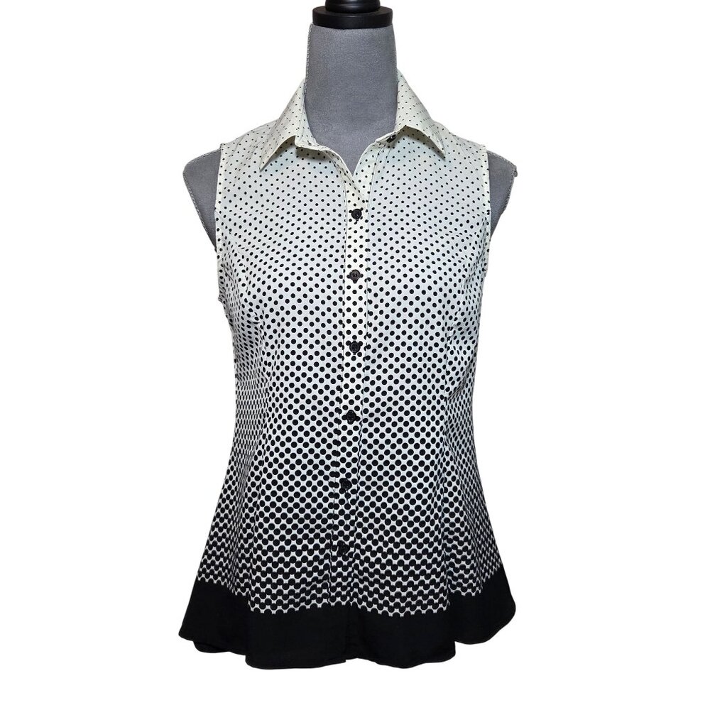 Signature Collection Womens Swing Blouse Sleeveless Gradient Polka Dot Top Small